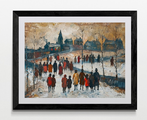 Lowry style framed - framed, canvas
