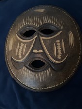 Vintage Wall Hanging Masks African Tribal Face Wood Hand Carved Decor Art -5214