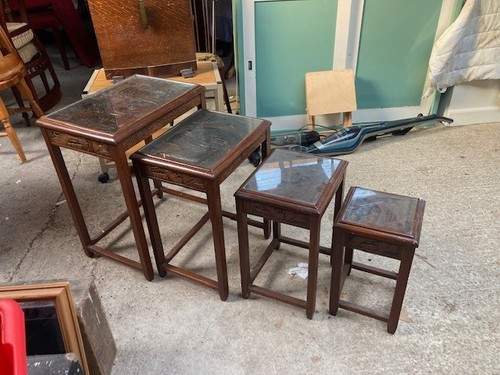 Wooden nest tables glass - wooden,