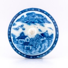 Antique Porcelain Teapot Cover Blue Willow Pattern Miles Mason England c.1805