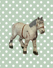 Rare White Shire Cart Horse with Red Detail Figurine Vintage 1920s Hill & Co