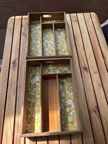 Vintage wooden cutlery tray - wooden,