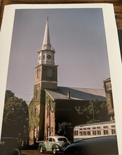 1952 Flatbush Dutch Church Trolley Taxi Brooklyn New York 8x10 Photo Reprint NYC
