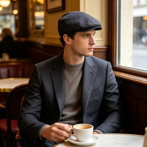 Tweed check flat cap - cap, vintage