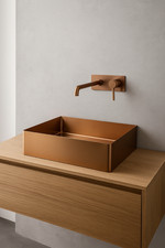 Rectangular Brushed Copper Stainless Steel Countertop Bathroom Basin Sink
