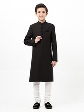 Boys' Black Sherwani Pakistani