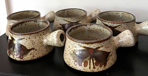 Set speckled handled soup - speckled,