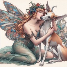 Fairy  With Podenco , Ibizan