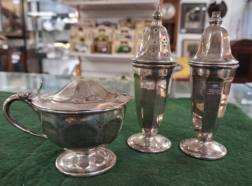 Silver piece cruet set by - piece,