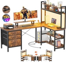 Shaped desk with - shaped, hutch