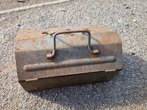 Vintage metal toolbox two tier - metal,
