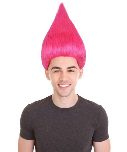 Pink trolls wig colorful - pink,