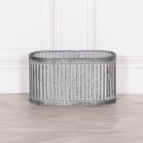 Ribbed metal planter - ribbed,