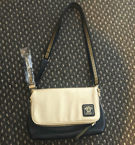 Versace black gold leather - versace,
