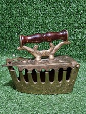 Vintage Mini Brass Coal Box Iron with Handle Decorative Design Collectable
