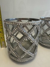 Set If Two Glass With Crystal  Candle Holders