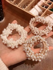 3Pcs Women Large Elastic Pearl