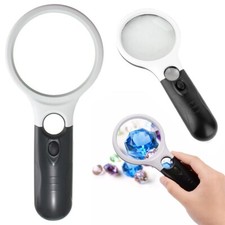 Handheld Magnifying Glass with LED Light Magnifier Reading Jewellery Stamps