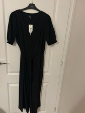 Friends Like These Wide Leg Petite Black Jumpsuit With Zip Front