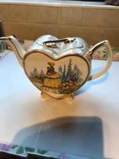Vintage 1940's Lingard Webster Crinoline Lady Heart & Key Shaped Teapot.