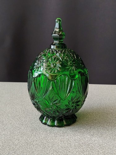 Vintage green glass - glass, covered