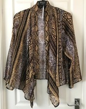 NWT BOOHOO SZ S Beige Aztec  Print Semi Sheer Waterfall Shrug Jacket Top LOW P&P