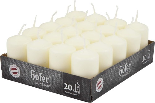 Hofer ivory pillar candles - ivory,