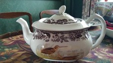 SPODE WOODLAND LARGE TEAPOT  VGC SNIPE PHEASANT AUTUMN FALL GAME CHRISTMAS LODGE