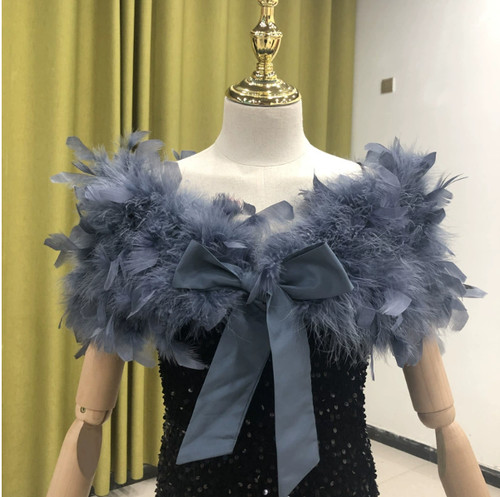Real ostrich feather fur shrug - ostrich,