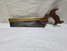 Vintage 10" brass backed dovetail tenon saw, old tool by  Invicta C Nurse & Co