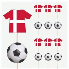 Denmark Football Euro Food & Cupcake Toppers Decorations Shirts and Balls14PK