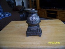 Vintage Miniature Pot Belly Stove Copper 6" Cast Iron Piggy Bank