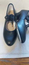 Ladies Low Heel Tap Dance Shoes 1"  black  Katz Dancewear size 7 lace tie VGC