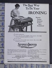 1919 SIMPLEX IRONER HOUSEWIFE LAUNDRY PRESS MANGLE CLEANER VINTAGE AD  ZJ57