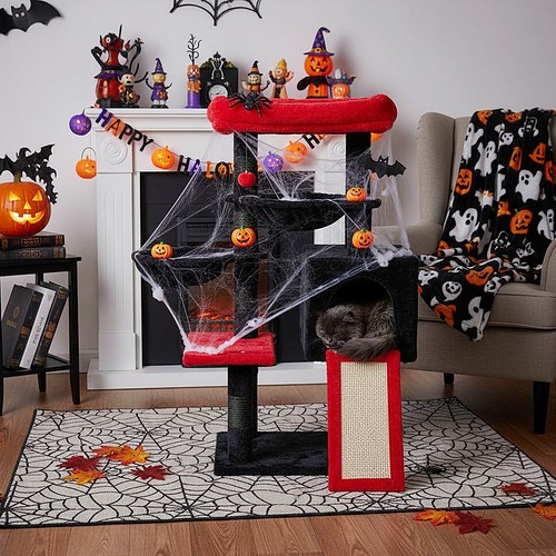 Halloween cat tree scratching - halloween,