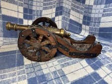 Vintage Spanish cannon replica wood base cannon