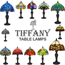 Tiffany-Style Table Lamp Handcrafted Art Bedside Light Desk Lamps Stained Glass