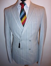 Boating Blazer Grey Stripe Double Breasted Rowing Regatta Jacket 38 Sport Coat