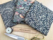 FABRIC BUNDLE - Ebony Black William Morris Floral Bird Print Fabrics - 3 x 0.5m