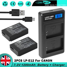 2× LP-E12 Battery & Charger For Canon EOS 100D M10 M50 Rebel SL1 PowerShot SX70