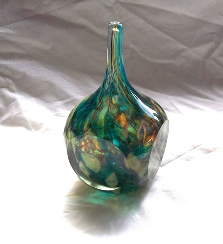 Mdina glass cube tiger - glass, swirl