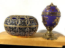 House Faberge Music Egg~Violet~Tchaikovsky's Swan Lake Russian Purple Enamel Egg