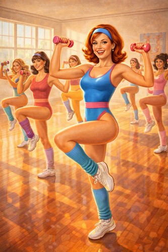 Sexy woman 80s aerobics class - sexy,