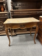 French Wash Stand Writing Desk Console with Rare Marble Top 19th Century Antique