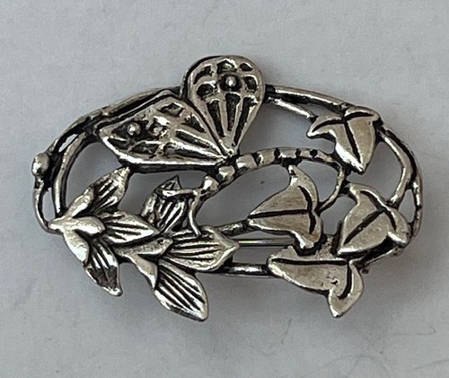 White metal dragonfly leaf - metal,