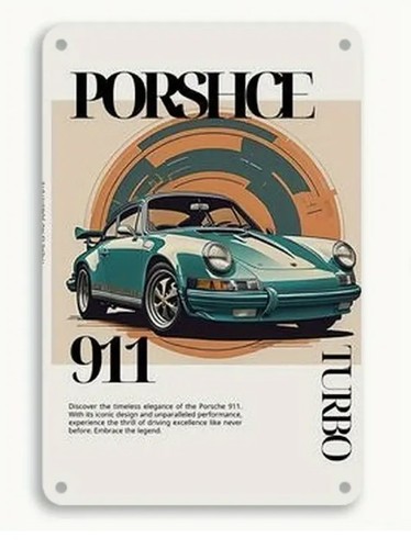 Porsche 911 turbo - metal, sign