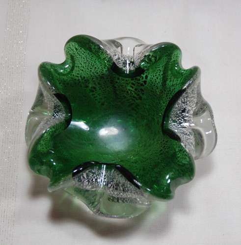 Murano green art glass - art, gold