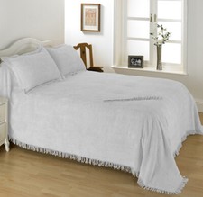 Diana Cowpe Traditional Bedspread WHITE Candlewick Geneva Bed Throw Chenille