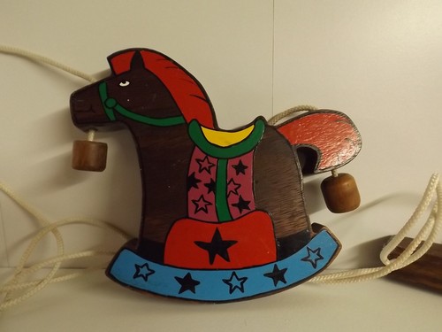 Vintage wooden horse puppet - vintage,