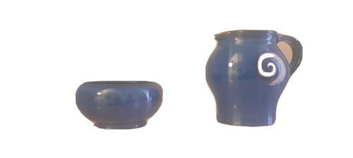 Pottery creamer jug sugar bowl - pottery,